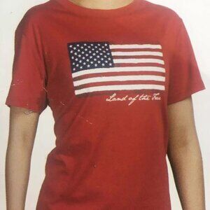 Galt Women's Land of the Free Printed Flag Graphic T-Shirt, RED, M